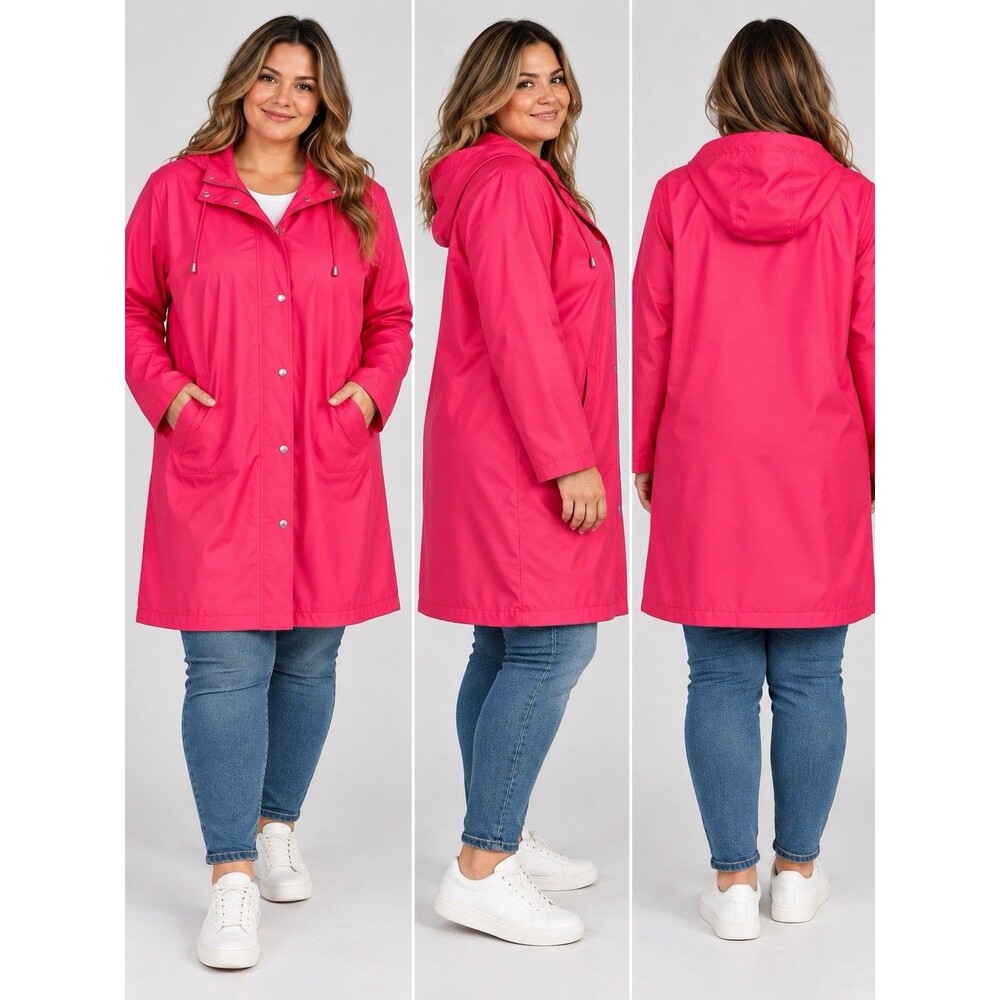 Levi’s Women’s XL Hot Pink Hooded Raincoat Waterproof Look Long Rain Jacket